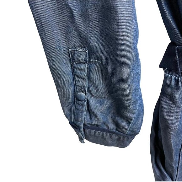 ZARA One Piece Long Sleeve Wide Leg Pants Jumpsuit Chambray Blue S - Picture 8 of 9